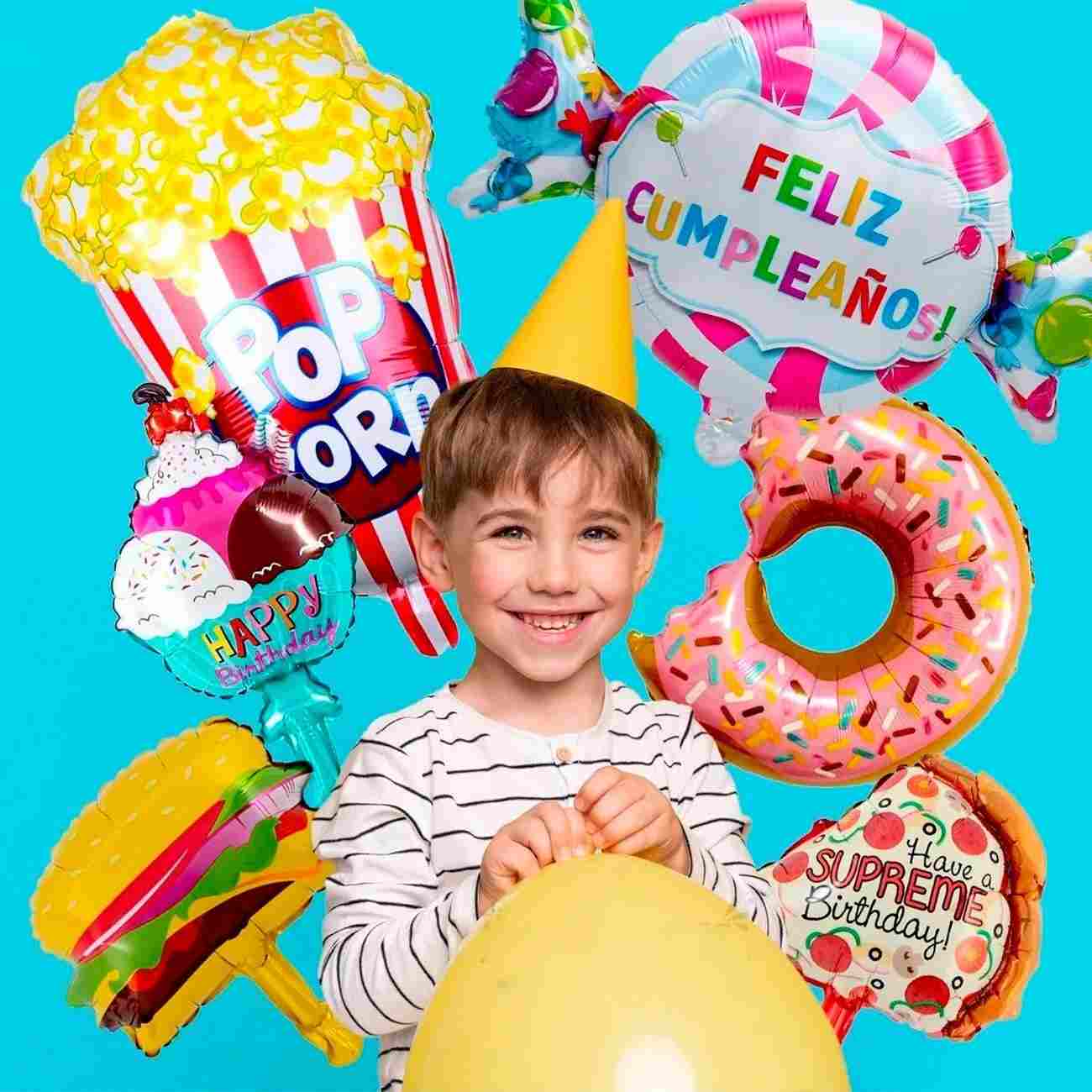 Kit Set Globo Feliz Cumpleaño Pop Corn Metalizado Candy